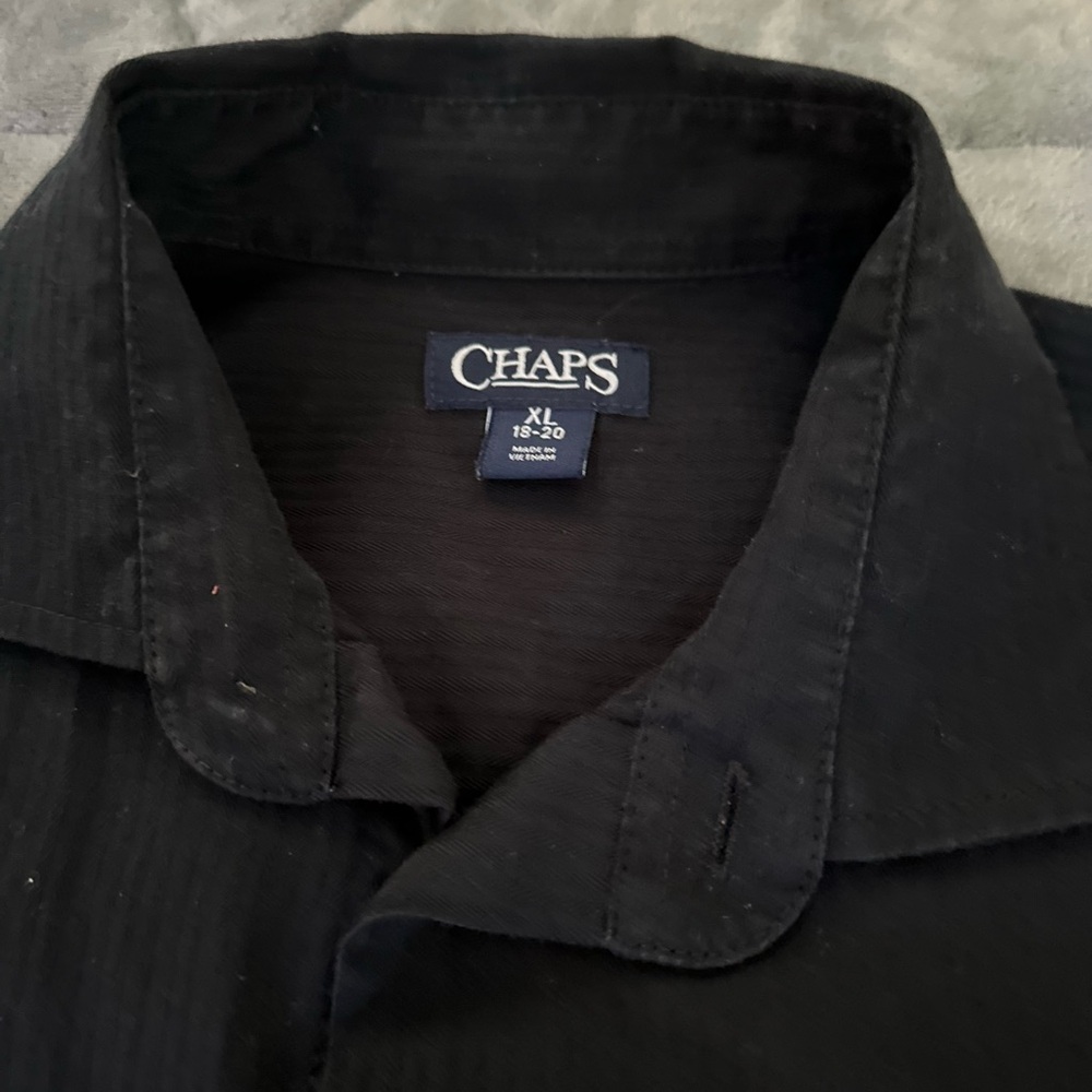 Boys Chaps Black Collared Shirt Size: XL - Picture 3 of 3